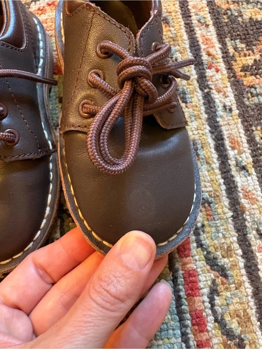 L'Amour | Brown Leather Lace-Up Shoes | 8